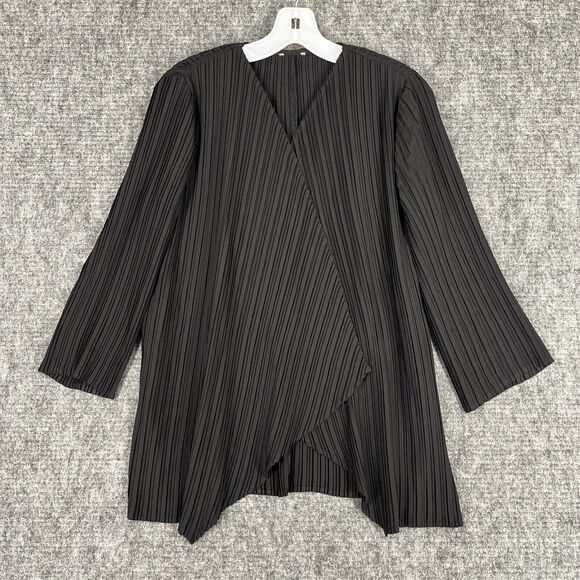 Chicos Cardigan Womens M 1 Pleated Flounce Jacket Business Formal Open Front - Picture 1 of 8